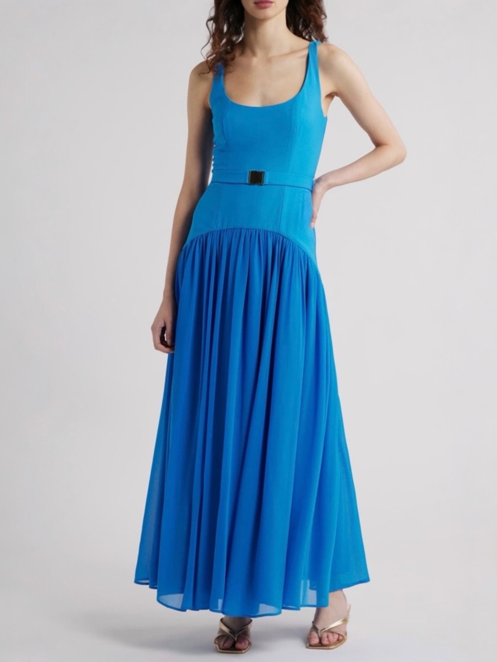 Hutch Ridge Women’s Drop-Waist Scoop Neck Blue Cocktail Maxi Dress Size 2 NEW - Picture 2 of 12